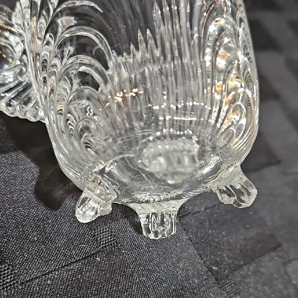 Cambridge Caprice Clear 3 Toed Mini Cream Pitcher and Open Sugar, UV Reactive